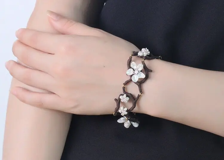 bracelet Amybaby винтажная вишневая расцветка, бронзовое ожерелье из пресноводного жемчуга, брошь, серьги, браслет, ювелирные наборы - Окраска металла: bracelet