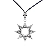 1pcs large hollow celestial sun charms amulet pendant long faux suede leather rope chain necklace jewelry