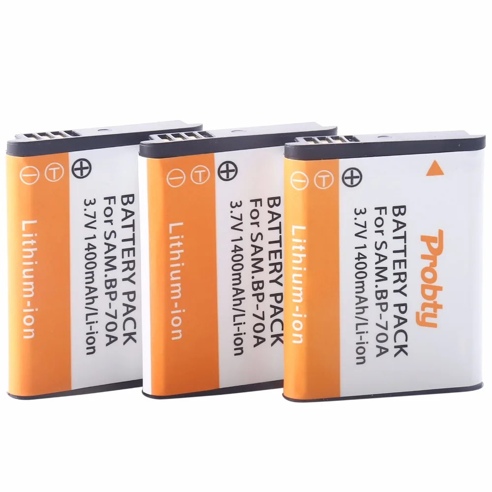 3pcs BP-70A BP70A camera Battery for Samsung ST90 ST95 ST100 ST150F ST700 ST6500 SL50 SL600 605 630 WB30F WB35F WB50F ES70 ES80 |