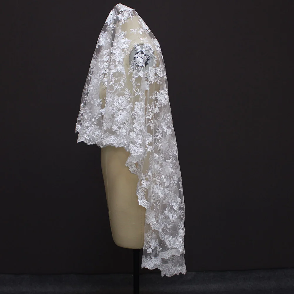 

Реальные фотографии 1,5 метров Однослойная Цветочная кружевная короткая свадебная фата без гребня Красивая Фата невесты
