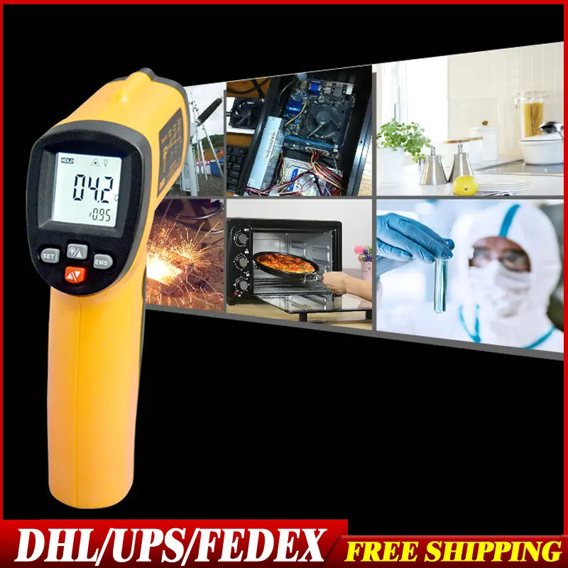 DHL/Fedex 100 шт. GM550 цифровой Бесконтактный от 50 до 550 ЖК дисплей инфракрасный лазер