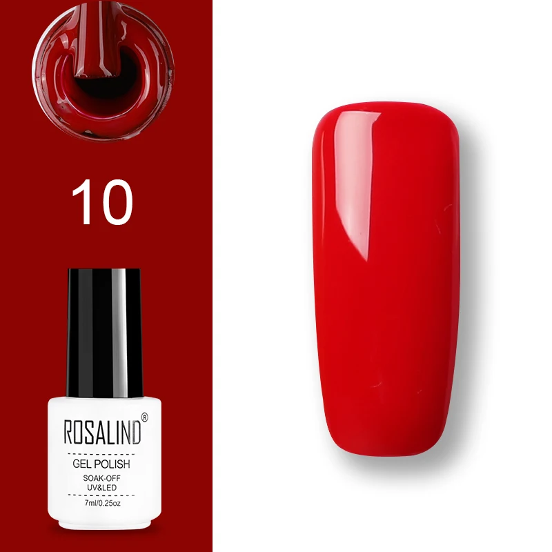 10 ROSALIND набор гель-лаков UV Vernis полуперманентный праймер верхнее покрытие 7 мл полигель-лак для маникюра - Цвет: 10