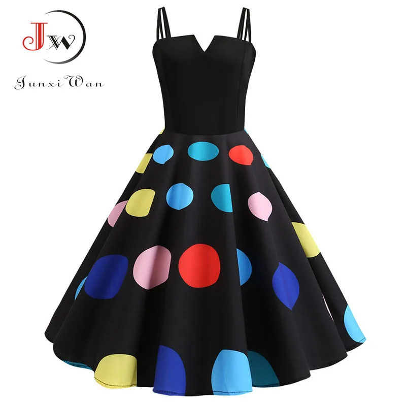 Женское винтажное летнее черное платье с v-образным вырезом на тонких бретельках