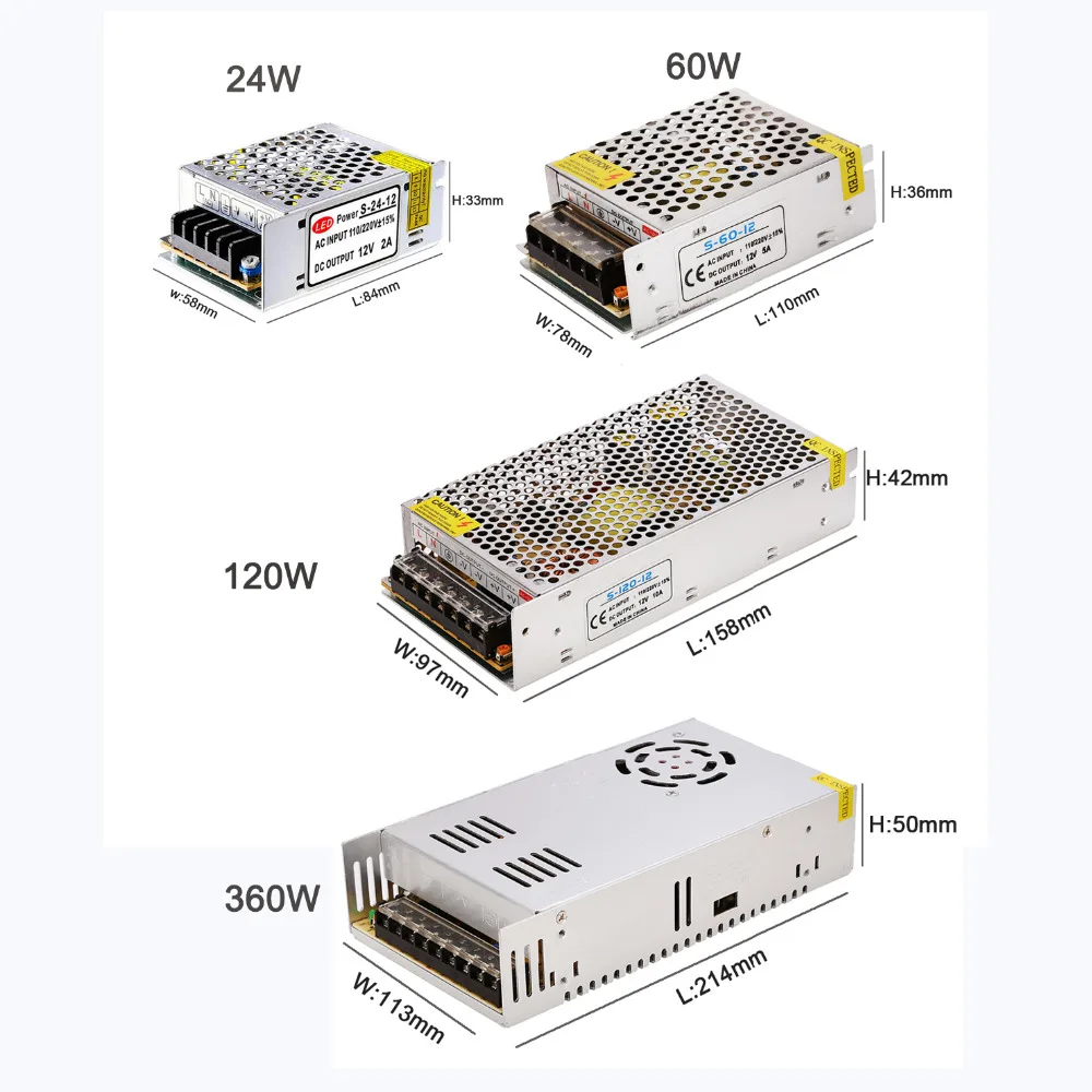 Алюминиевый светодиодный адаптер питания 24 Вт 60 120 360 Вт|transformator for led|led driver adapterled |