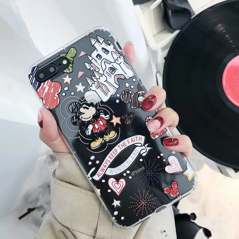 Чехол Hazy beauty для iphone 7 прозрачные силиконовые чехлы с рисунком Микки iPhone X XS XR Max 6 6S