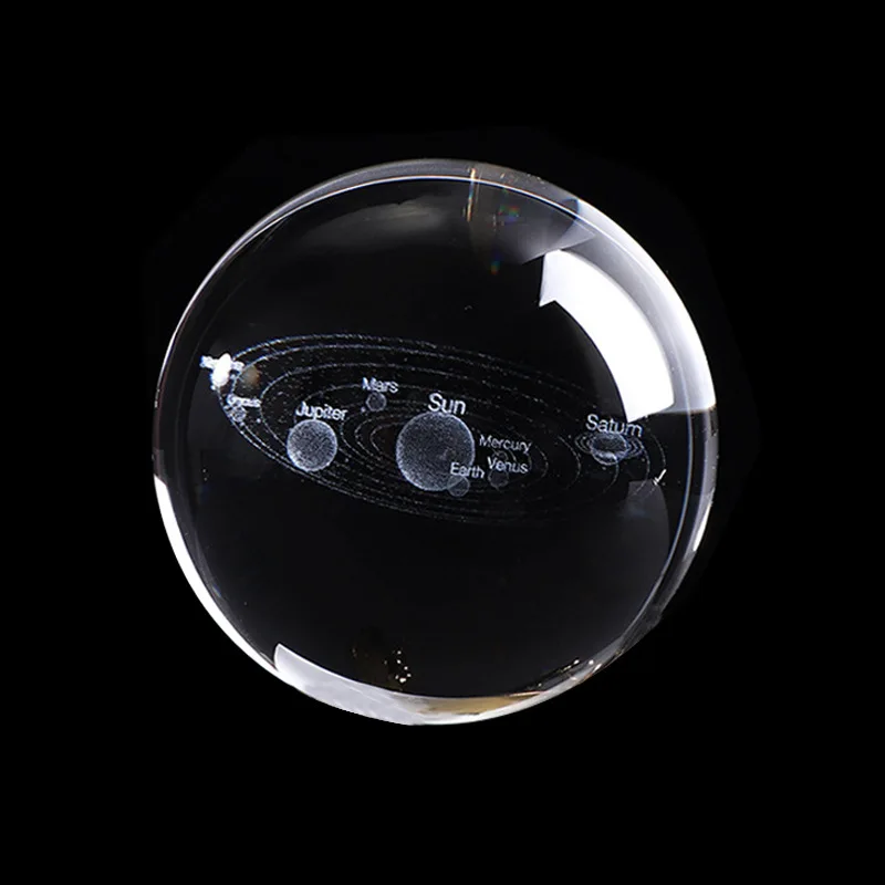 only crystal ball Новинка, 6 см, 3D солнечная система, глобус, хрустальный шар, светодиодный светильник, базовая модель, сфера, стеклянный шар для домашнего декора, подарок - Color: only crystal ball