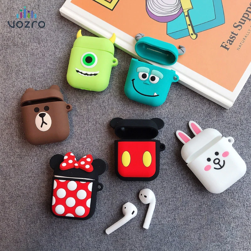 VOZRO мультфильм беспроводной Bluetooth наушники чехол для Apple AirPods силиконовый зарядный чехол s защитный чехол для AirPods