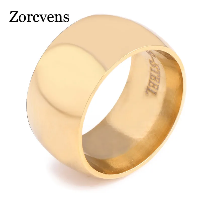 ZORCVENS модные кольца большой ширины из нержавеющей стали мужские серебряного