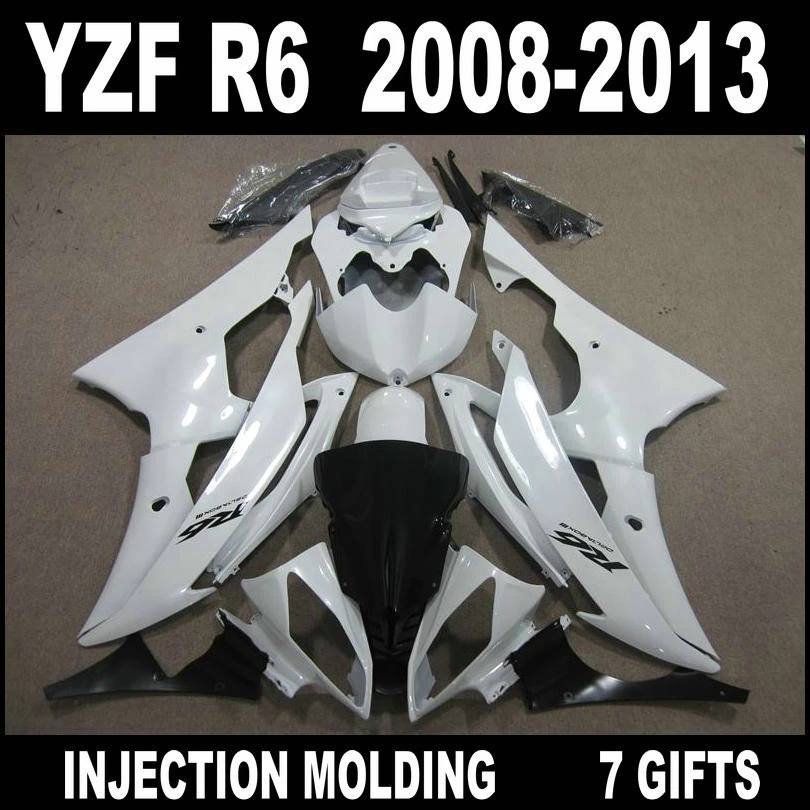 Новый хит Белый Черный Кузов для YAMAHA R6 08 09 10 11 12 13 Обтекатели YZF 2008 2009-2013 обтекатель