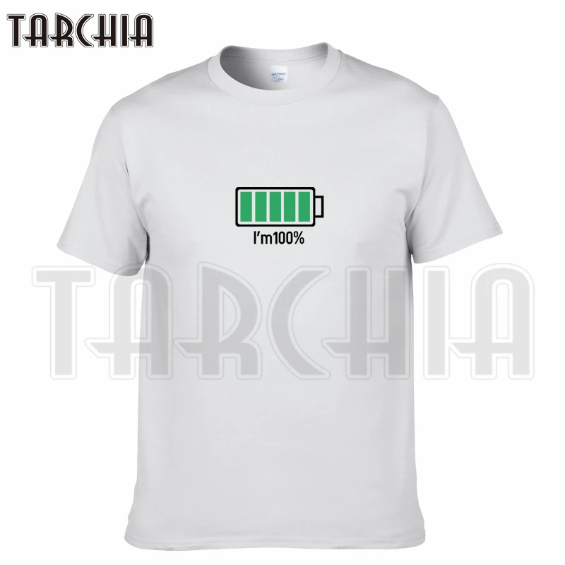 Мужская хлопковая футболка TARCHIA Повседневная с коротким рукавом батарейкой 2021