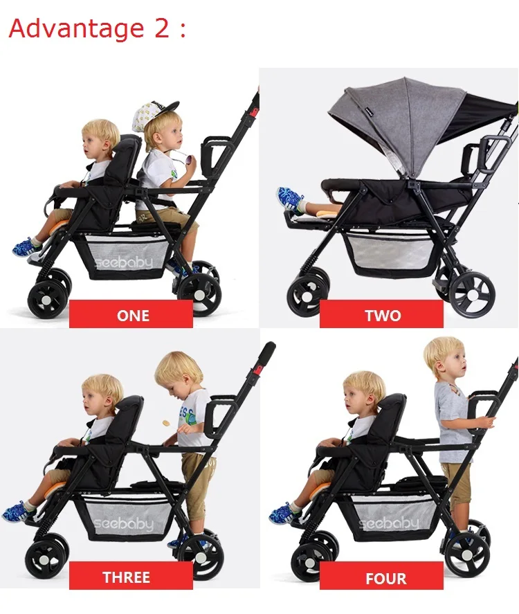 Seebaby Fold Twins детская коляска, двойная коляска, два сиденья, может стоить/сидеть, подходит для новорожденных, детская коляска