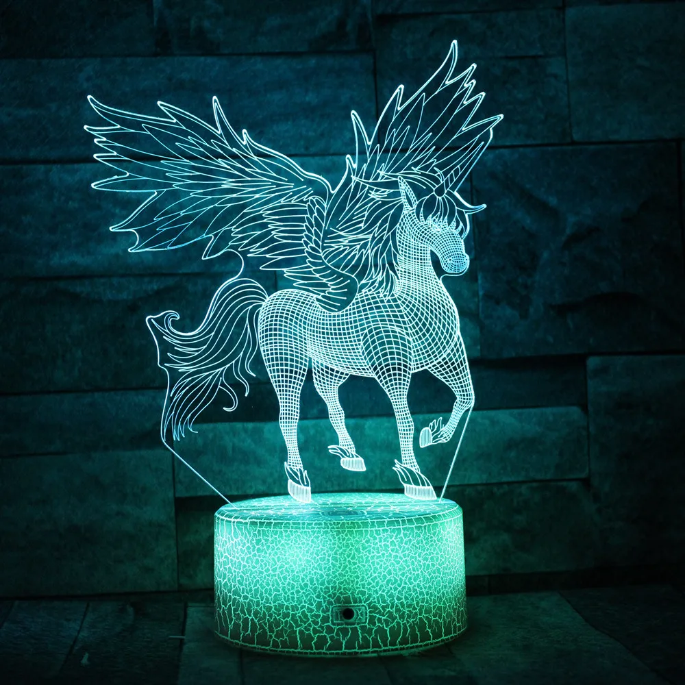3D оптический светильник единорог ночник для детей 7 видов цветов с дистанционным