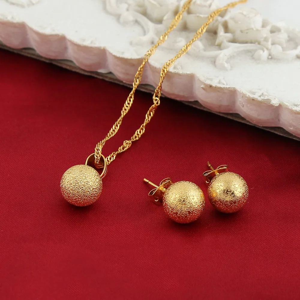 

Small set beaded earrings pendant necklace set gold women ball earring jewelry wedding item for Arab African Ethiopian gift