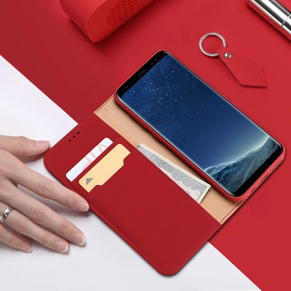 DUX DUCIS чехол из натуральной кожи для Samsung Galaxy S8 винтажный Магнитный Флип кошелек