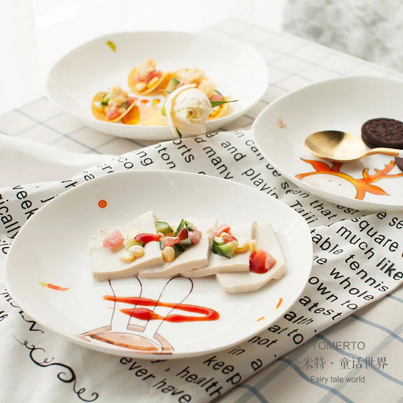 Товары для кухни Детские Мультяшные блюда Цзиндэчжэнь фарфоровая тарелка торта