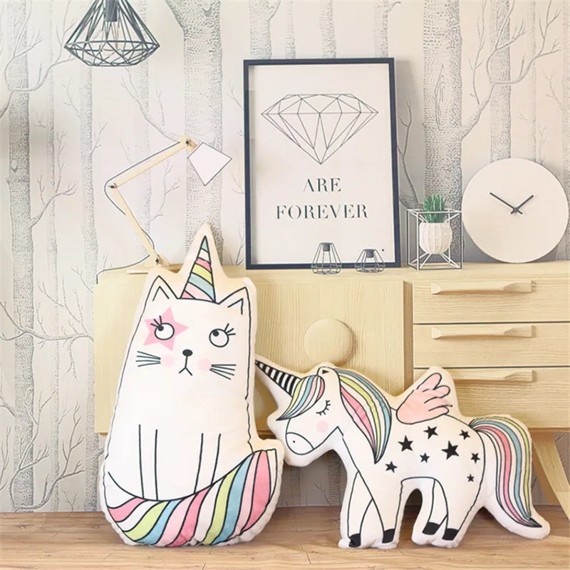 Мягкая подушка в форме морской лошади/кошек/единорога Сиеста плюшевая для стула