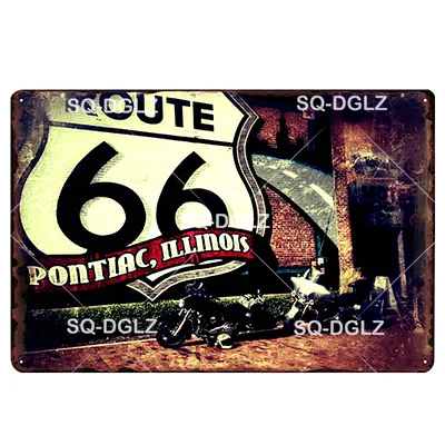 [SQ-DGLZ] мотель ROUTE 66 Оловянная вывеска Настенный декор американцы мужские уличные металлические поделки живопись Plaques 66 ROUTE США карта художественный плакат