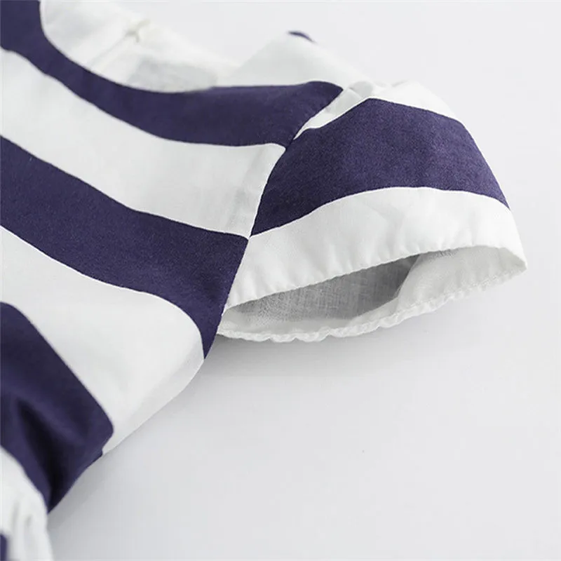 Hot Selling Fashion Lovely Girl Summer Dresses Toddler Kids Short Sleeve Flowers Striped Princess Dress Casual Clothes Outfits | Детская
