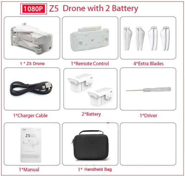 1080P 2 Battery Bag SJRC Z5 RC Дрон Профессиональный gps RTF 5G WiFi FPV 1080P камера с gps режим следования за мной RC Квадрокоптер vs XS809 B5W JJPRO X5 F11 - Цвет: 1080P 2 Battery Bag