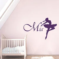 Girls Ballet Dancing Silhouette Wall Decals Custom Dancer Ballerina Name Vinyl Wall Stickers for Girls Room Bedroom Decor D943