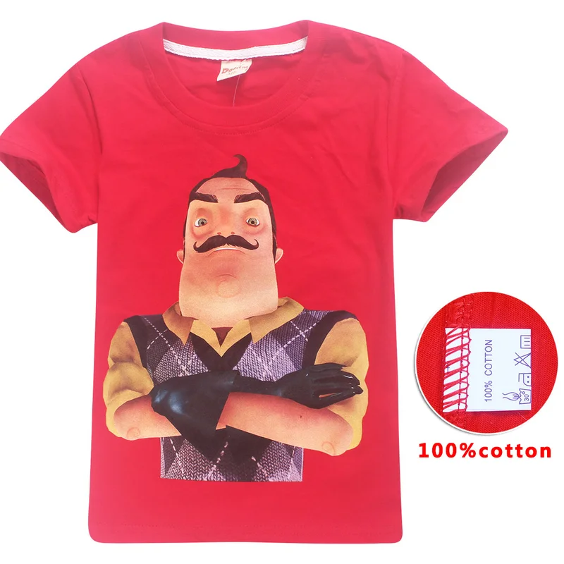 6-14-year-old summer new Hello neighbors selling brand Fortnite cartoon children baby boys clothes short-sleeved cotton T-shirt | Детская