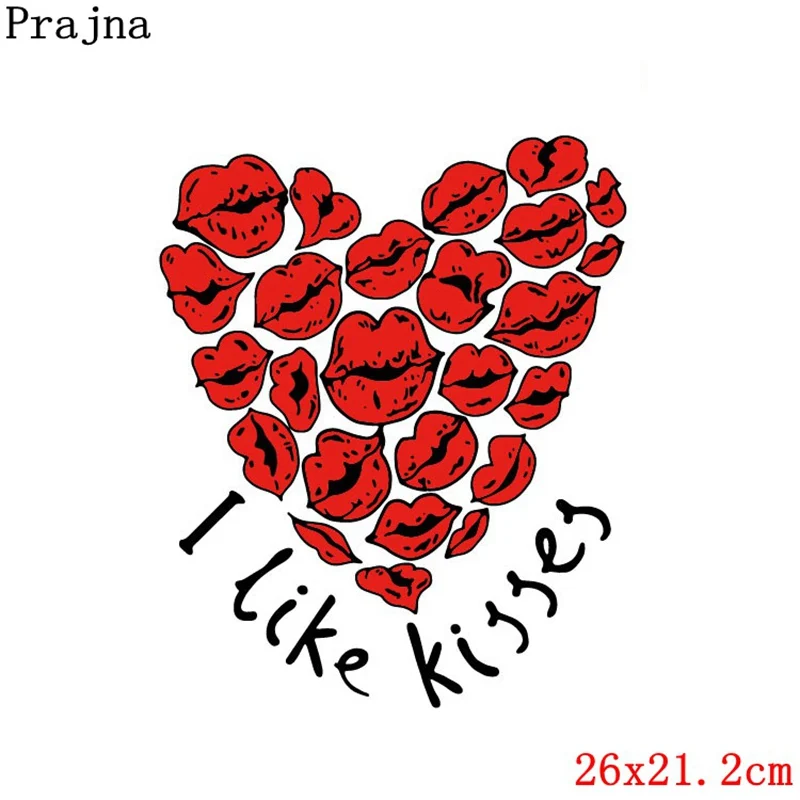 Праджня печать Переводные ПВХ патч железо наклейка сердце Kiss Me передачи тепла