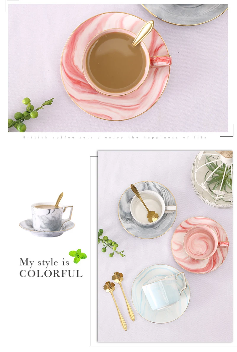 Макарон мраморные керамические кофейные чашки Tazas де кафе костяные чайные наборы капучино креативные кубеки посуда домашние блюда 5B013