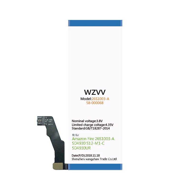 Wzvv 3250 mAh Li-iPolymer батарея 58-000068 26S1003-A для Amazon Fire SD4930 S12-M1-C SD4930UR батареи | Мобильные