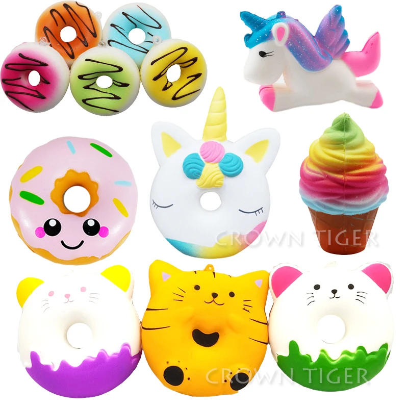 Kawaii Squishe Jumbo Сжимаемый пончик Антистресс игрушка сжимаемая медленно
