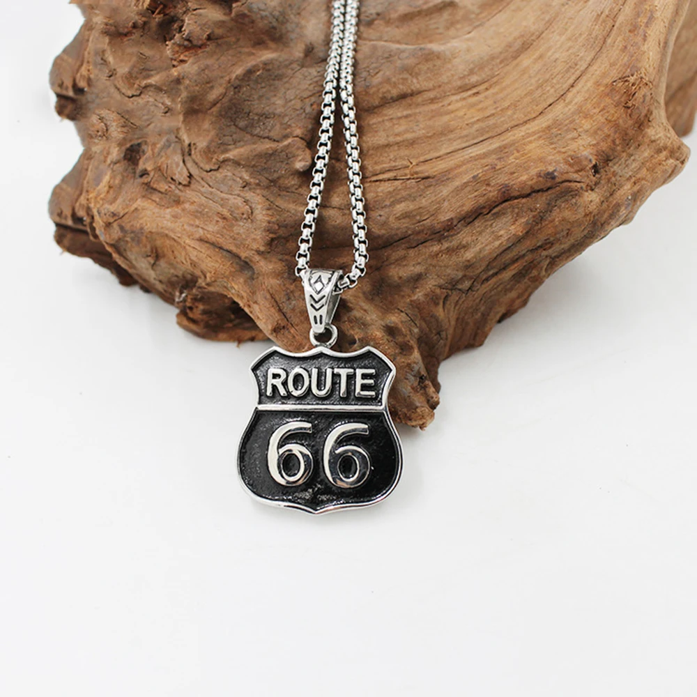 С случайной подарочной цепочкой the Will Rogers Highway US Route 66 Mother Road 316L Подвеска из