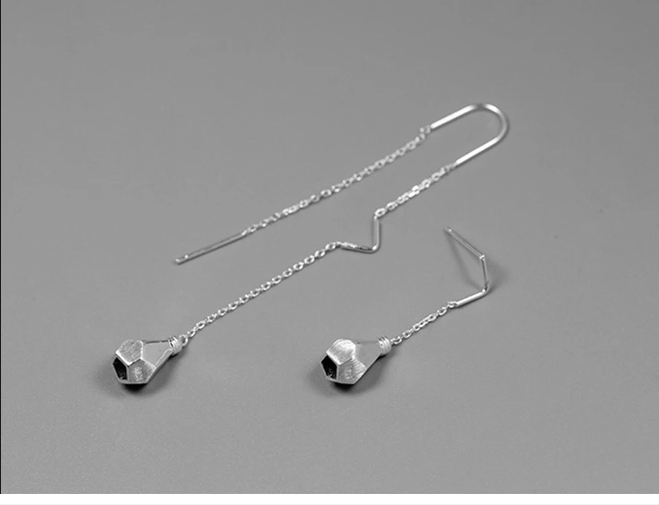 Lotus Fun реальные 925 серебро ручной работы Fine Jewelry минималистский Стиль Творческий Дизайн лампочки Длинные Висячие серьги для Для женщин
