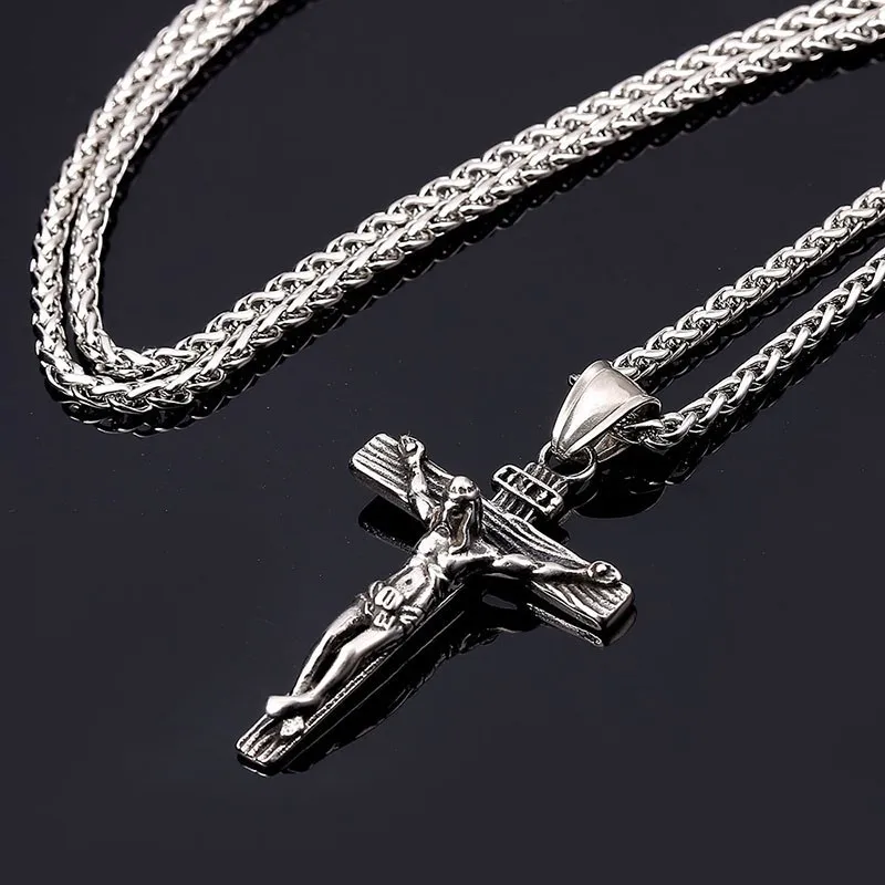 Cross Jesus Pendant Necklace Gold Silver Color Men Chain Christian Gifts Vintage Stainless Steel Jewelry For | Украшения и