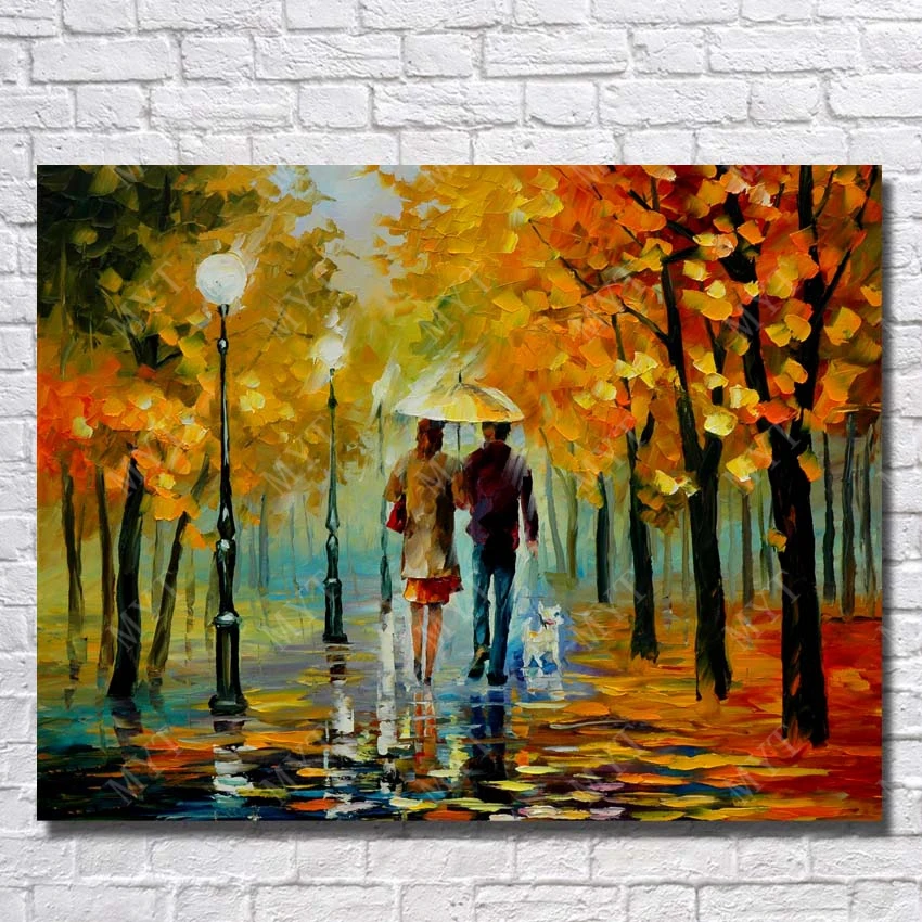 Любитель ходить в лес путь пейзаж ручная роспись нож маслом для современной