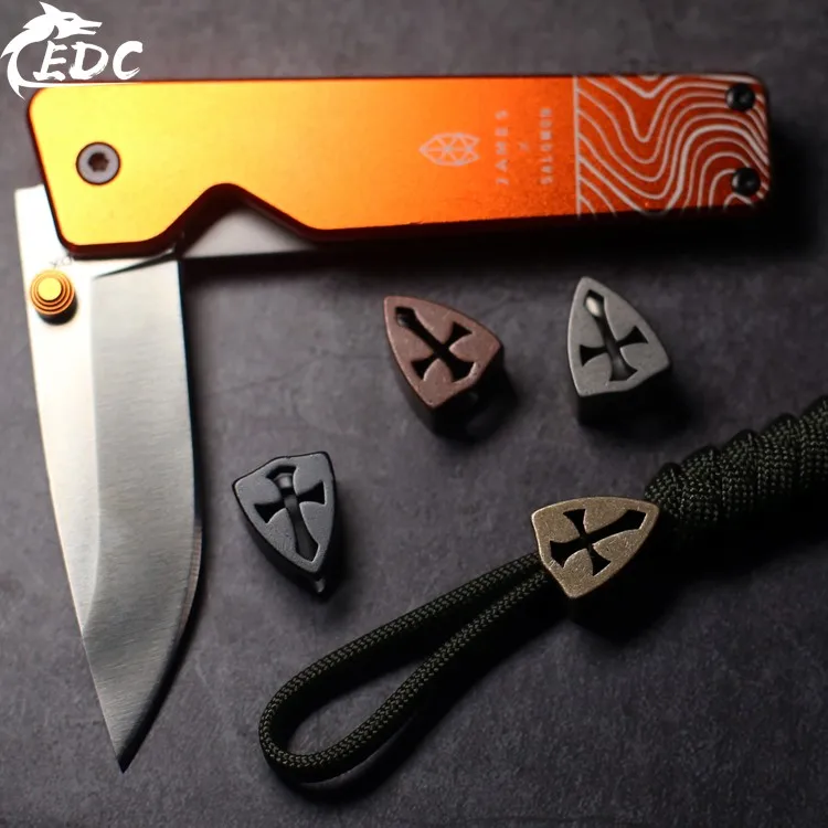 A106 EDC крестовый поход с винтовым щитом титановый сплав фиолетовый медный латунный фонарик зажим складной нож кулон аксессуары EDC