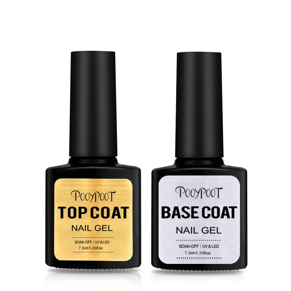 top base coat Pooypoot Топ гель для базового покрытия лак для ногтей 7,5 мл УФ светодиодный замочить от грунтовка для ногтей строитель гелиевый лак для ногтей прозрачный для дизайна ногтей - Цвет: top base coat