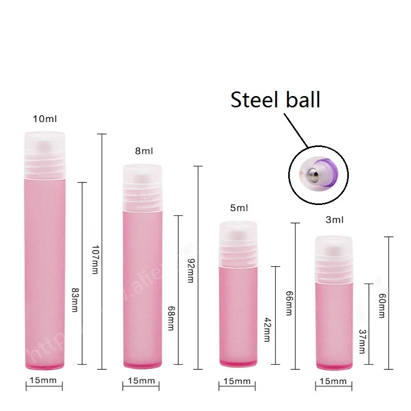 

500pcs/lot 3ml 5ml 8ml 10ml color ball bottle, plastic bottle with steel roller ball, perfume bottle, ball bearing bo