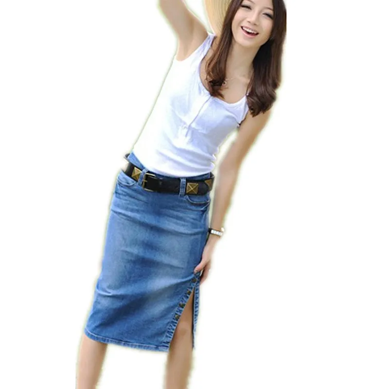 Бесплатная доставка новинка 2017 женская джинсовая облегающая юбка-карандаш