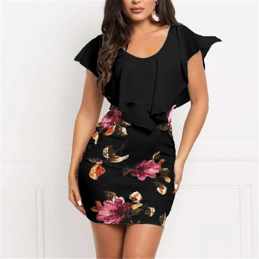 Женское платье 2019 модное летнее пикантные женские без рукавов с цветочным