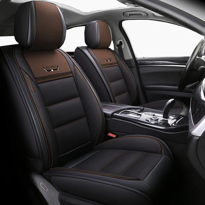 Чехлы для автомобильных сидений из кожи и льна kia Sportage 2 3 4 2006 2009 2011 2012 2013 2014 2015 2016 2017