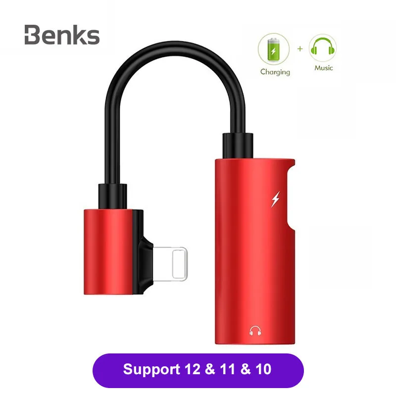 Benks 3 5 мм аудио адаптер для iPhone AUX зарядный конвертер сплиттер кабель Xs Max X 8 7 plus 6s