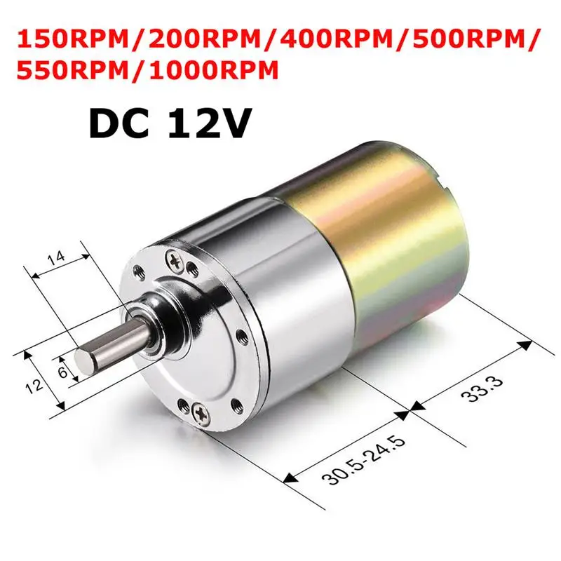 DC 12V 150/200/400/500/550/1000 об/мин Мощный высокий крутящий момент Электрический мотор коробки передач Скорость сокращения