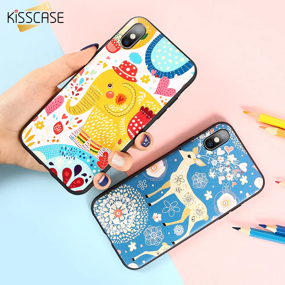 Чехол KISSCASE с тиснением для IPhone X XR XS XSMAX 7 8 6S мягкий TPU чехол iPhone Plus 6 MAX |