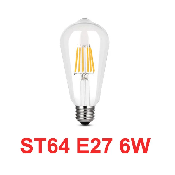 ST64 E27 6W 220 В светодиодный лампочка накаливания E27 ретро лампа Эдисона E14 винтажный Декор Ampul Ретро лампа замена лампы накаливания лампочки с ампулой светодиодный Bombillas - Цвет: ST64 E27 6W