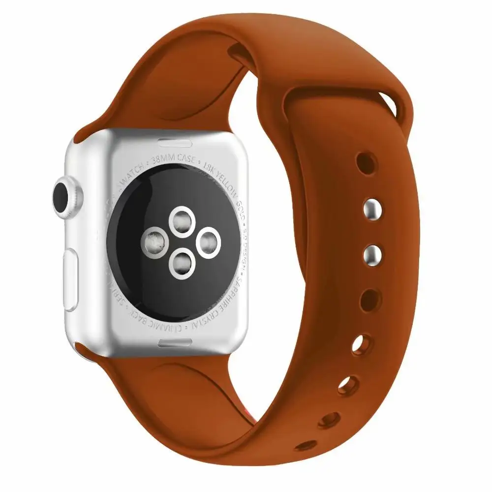 Dark orange 10 шт./лот 22 2 цвета пряжки твердый силикон ремешок для наручных часов Apple Watch Смарт i-Watch 38/40/42/44 мм браслеты 1/2/3/4G браслет - Цвет: Dark orange