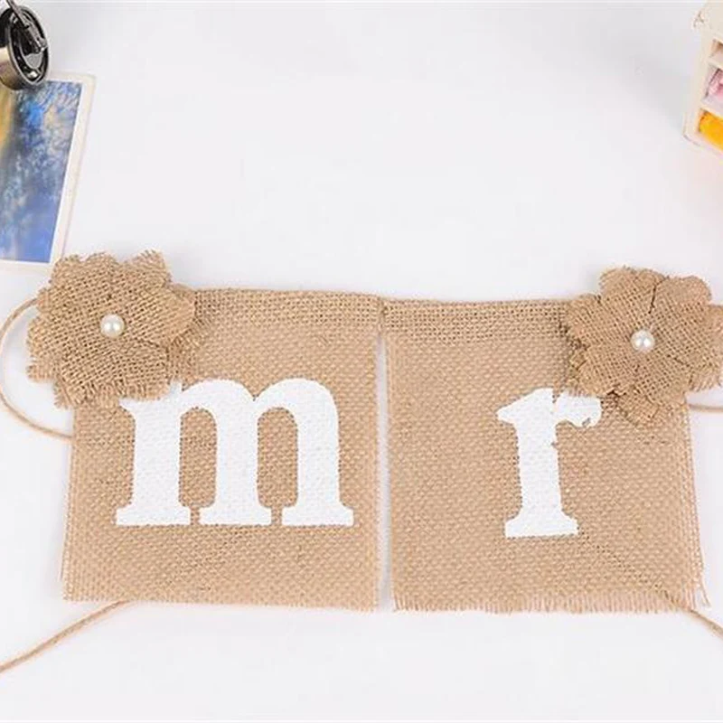 2017 Новый Weding партия Декор Винтаж Mr &amp Mrs Бантинг гирлянда стул створки баннер