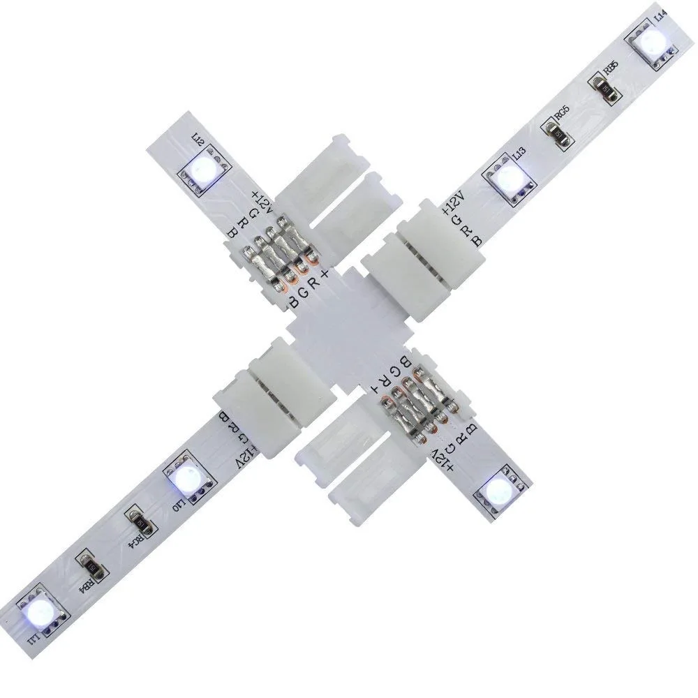 

10pcs 4Pin L T + Shape LED Strip Connector 8mm 10mm Solderless Corner Connector For Non waterproof 2835 5050 RGB LED Strip
