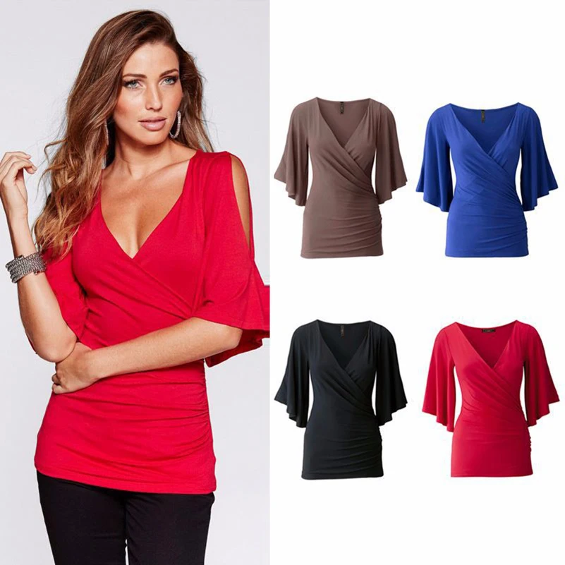 Sexy Fashion Women T-shirts Half Sleeve Casual Style Spring Summer Base Tops Solid Loose 2018 High Quality Ladies Clothing // | Женская