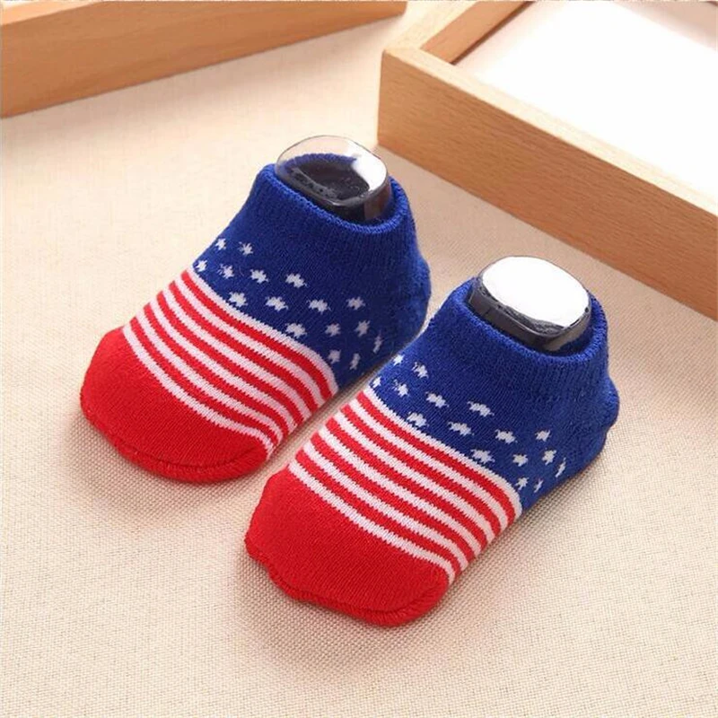 

Spring Autumn Baby Socks National Flag Design Infant Anti Slip Boys And Girls Cotton Socks Toddler's Socks For 0-3T Baby Wear