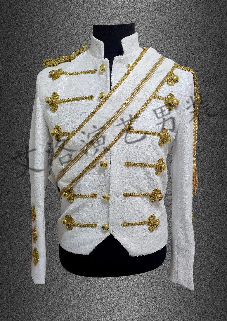 

paillette Men Singers Dancer MJ Michael Jackson Sequins Suit Jacket Stage Clothing