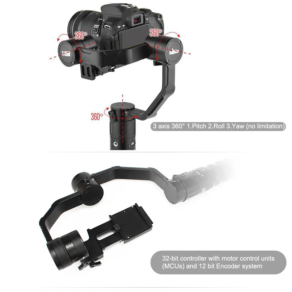 EC1 32bit 3-осевой ручной карданный стабилизатор Beholder для 5D/6D/7D GH4 A7S CD50 | Электроника